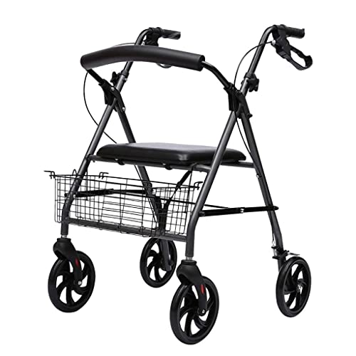 Rollator für ältere Menschen, Aluminium, faltbar, Gehhilfe, Rollator, Einkaufswagen, Trolley mit Sitz und Handbremse, schmaler Gehrahmen, vorwärts laufen