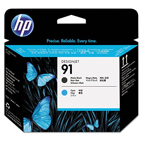 HP Print Head Black+Cyan 91 Matte Black and Cyan, C9460A (91 Matte Black and Cyan DesignJet Printhead, DesignJet Z6100 Printer Series, Cyan,Matte Black,)