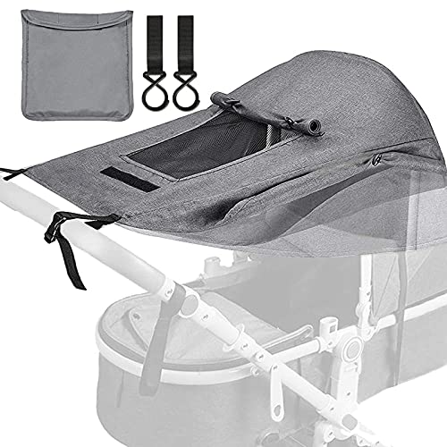 Kinderwagen Sonnensegel,Universal Kinderwagen Sonnensegel,mit UV Schutz 50+ und Wasserdicht,Sonnensegel kinderwagen Verstellbar Sonnenschutz für Kinderwagen Buggy Hellgrau