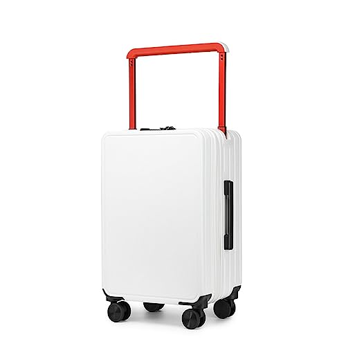 KJZQXYX Koffer mit drehbaren Rädern, breites Trolley-Gepäck mit doppelter Vorderseite, verstellbare Trolleys, TSA-Zoll-Zahlenschlösser, großes Fassungsvermögen (white 24 in)