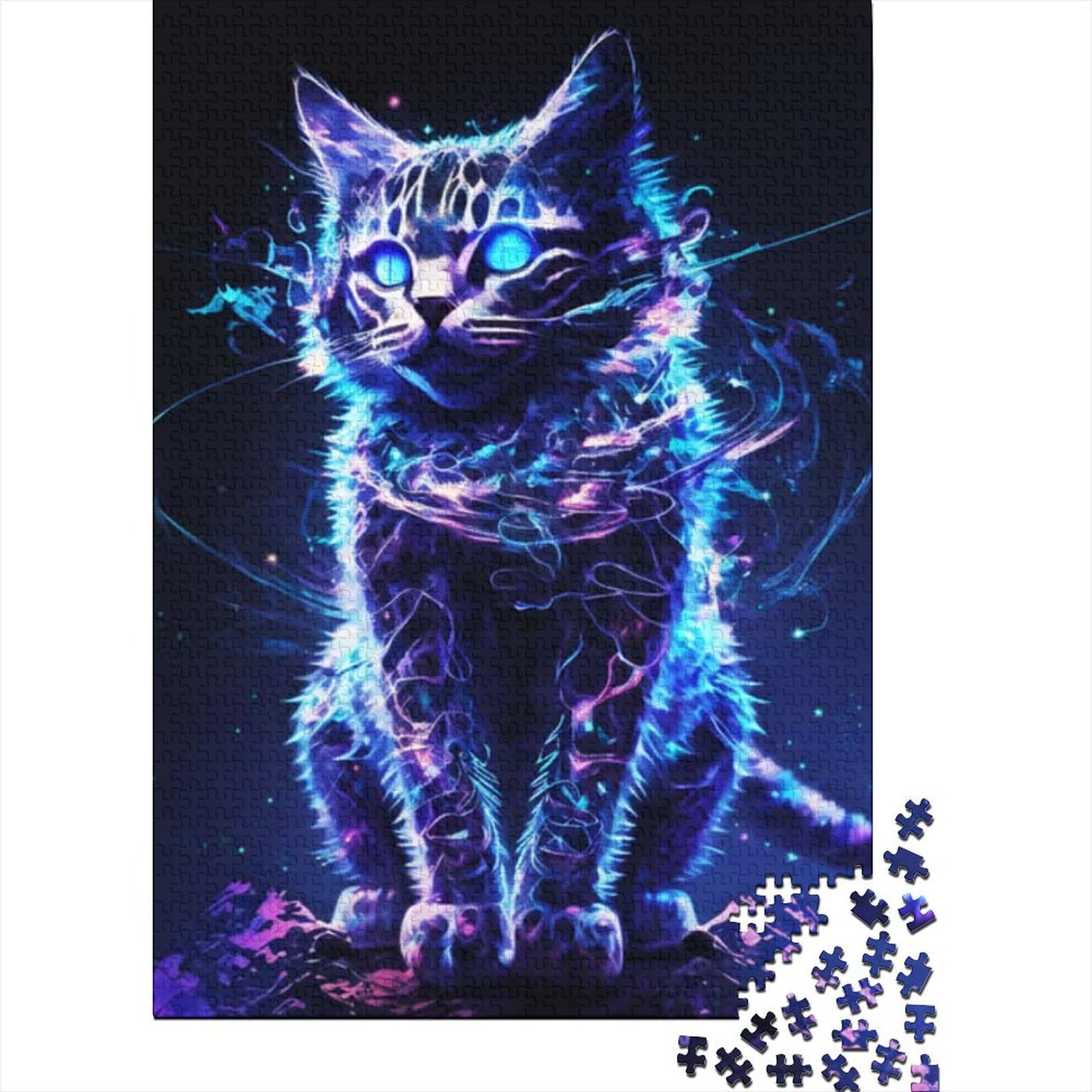 1000-teiliges Puzzle für Erwachsene und Teenager. Malen Sie „Glitching Cat“-Puzzles für Erwachsene und Teenager von Interesting Stress Reduction Jigsaw Puzzles (Size : 75x50cm)