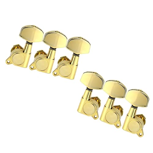 Strings Tuning Pegs Mechaniken Für Gitarre 6er-Pack 3L+3R Stimmschlüssel für Akustikgitarre, Stimmgeräte, Stimmgeräte, Kopfplatte, Schwarz/Chrom/Gold (Color : Gold)