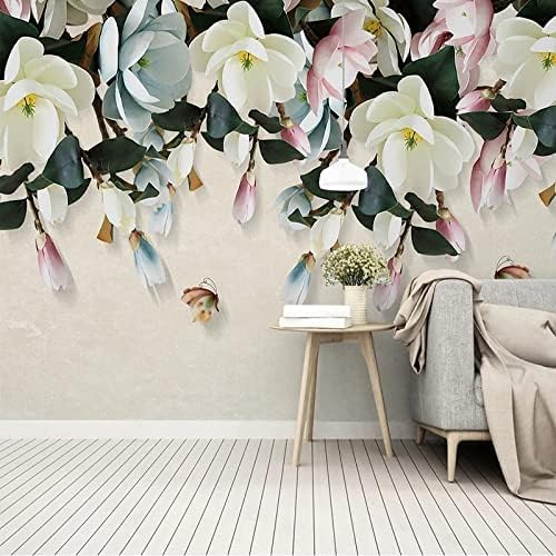 XLMING Schöner Magnolienschmetterling 3D Tapete Home Dekoration Wohnzimmer Sofa Schlafzimmer Tv Hintergrund Wand-350cm×256cm