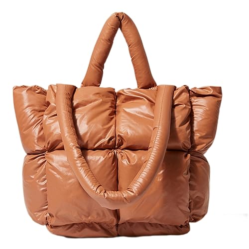 ohodhmnu Damen Tragetasche, stilvolle und leichte Damen Nylon Schultertasche Taschen Handtasche für den täglichen Gebrauch und Reisen, braun, with accessories