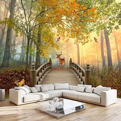 XLMING Wald Elch Natur Landschaft Gemälde 3D Tapete Home Dekoration Wohnzimmer Sofa Schlafzimmer Tv Hintergrund Wand-300cm×210cm