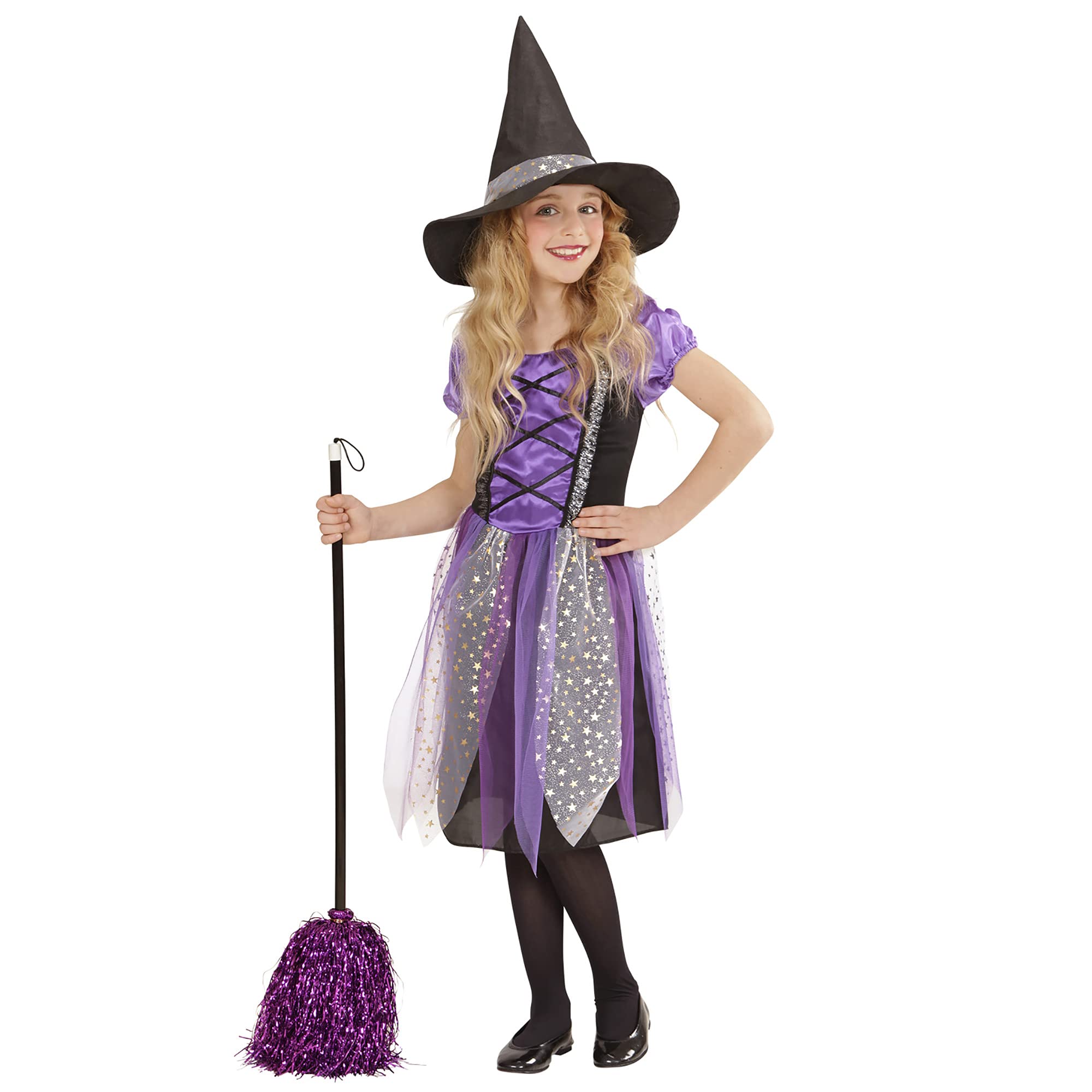 Widmann - Kinderkostüm Hexe, Kleid und Hut, Halloween, Karneval, Mottoparty