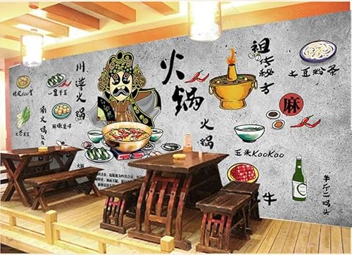 tyujlkjddlf Tapete Wandbild 3D Benutzerdefinierte Handbemalte Betonwand, Hintergrundwand Des Peking-Opern-Hot-Pot-Restaurants-450Cmx300Cm