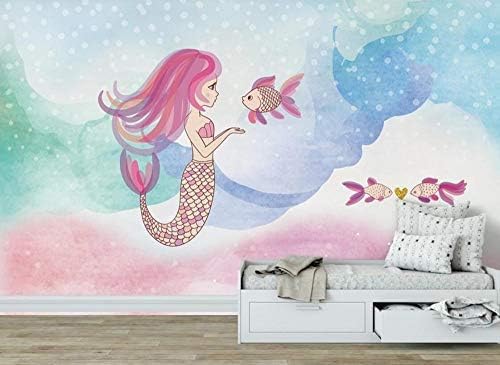 XLMING Sea World Meerjungfrau Küche Esszimmer Arbeitszimmer Wohnzimmer TV Hintergrund Wand 3D Tapete-350cm×256cm