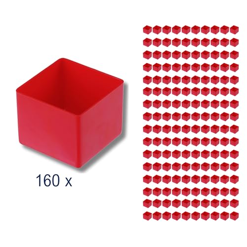 Hünersdorff 160 St. Einsatzbox 54 x 54 x 45mm (L x B x H ) - Einsatzkasten Set- zür individuellen Bestückung von Sortimentskästen, Kleinteile-Koffern, Schubladen und Schränken - Rot