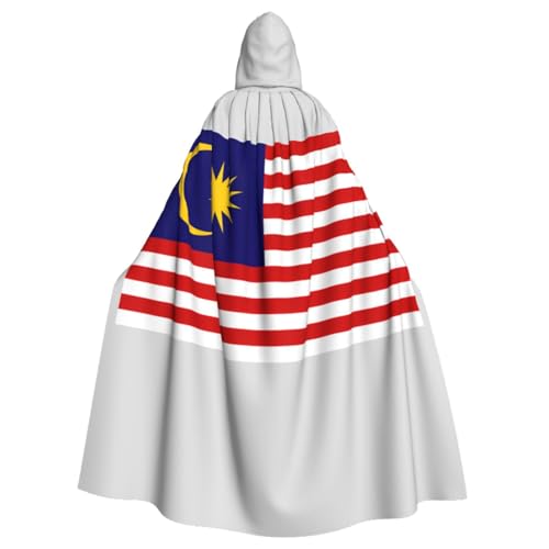 YQxwJL Halloween-Umhang mit Malaysia-Flagge, Herren, mit Kapuze, Renaissance-Umhang für Erwachsene, Cosplay, Hexenumhang