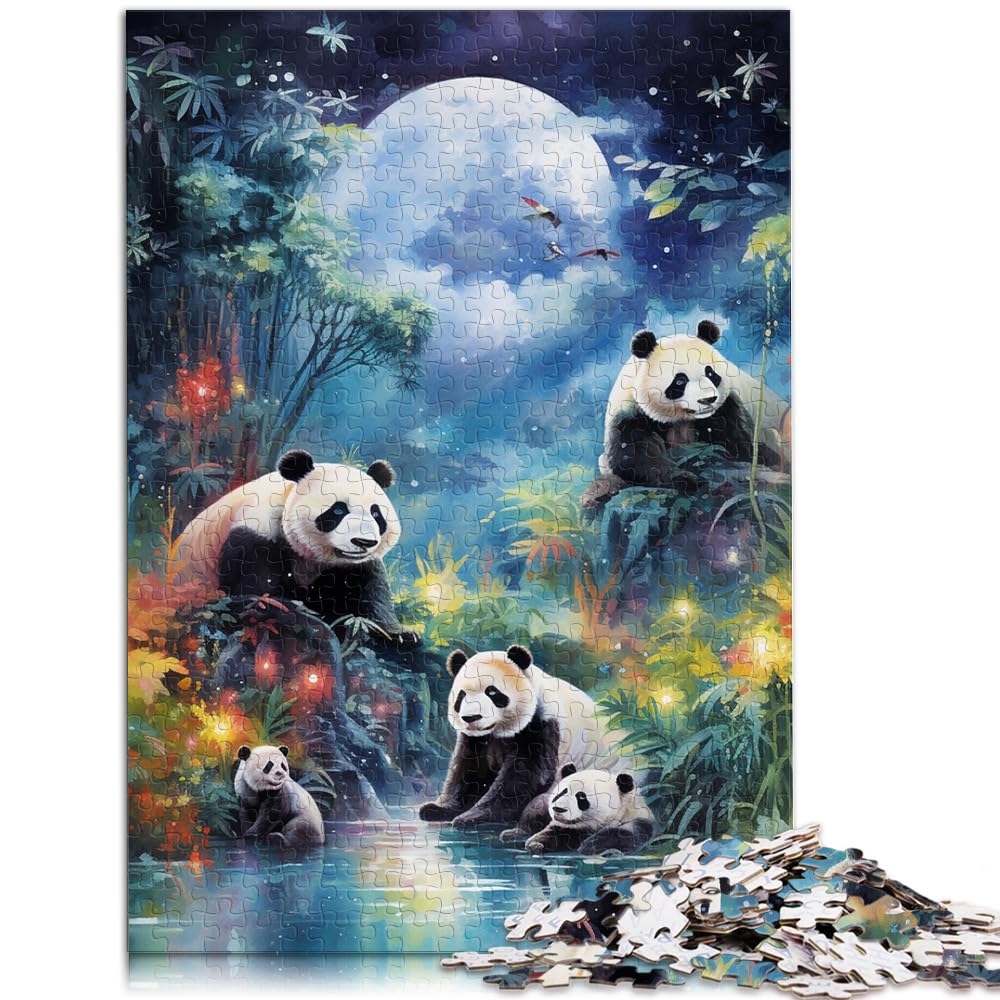 Spielzeug Puzzle Panda Bambusmond 1000-teiliges Puzzle Lernspiele Holzpuzzle Familienspiel Stressabbau Schwieriges Herausforderungspuzzle 1000 Teile (50 x 75 cm)