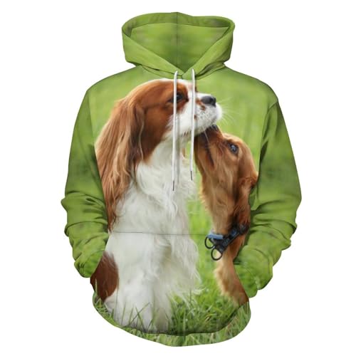 HABXNJF Kapuzen-Sweatshirt, Cavalier King Charles Spaniel Hoodie, Fashion Hoodie mit Tasche für Herren Damen, Cavalier King Charles Spaniel, L