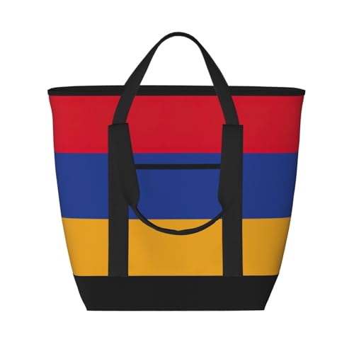 YQxwJL Isolierte Kühltasche mit Armenien-Flagge und großem Fassungsvermögen, Einkaufstasche, für Reisen, Strand, wiederverwendbare Einkaufstasche für Erwachsene, Schwarz, Einheitsgröße