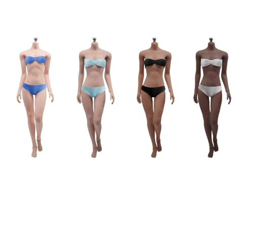 VUSLB 1/6 Scale Female Action Figure Body, 12inch Girl Seamless Super Flexible Pale/Suntan Figure Body Doll (19C-Black Skin/Middle Bust)