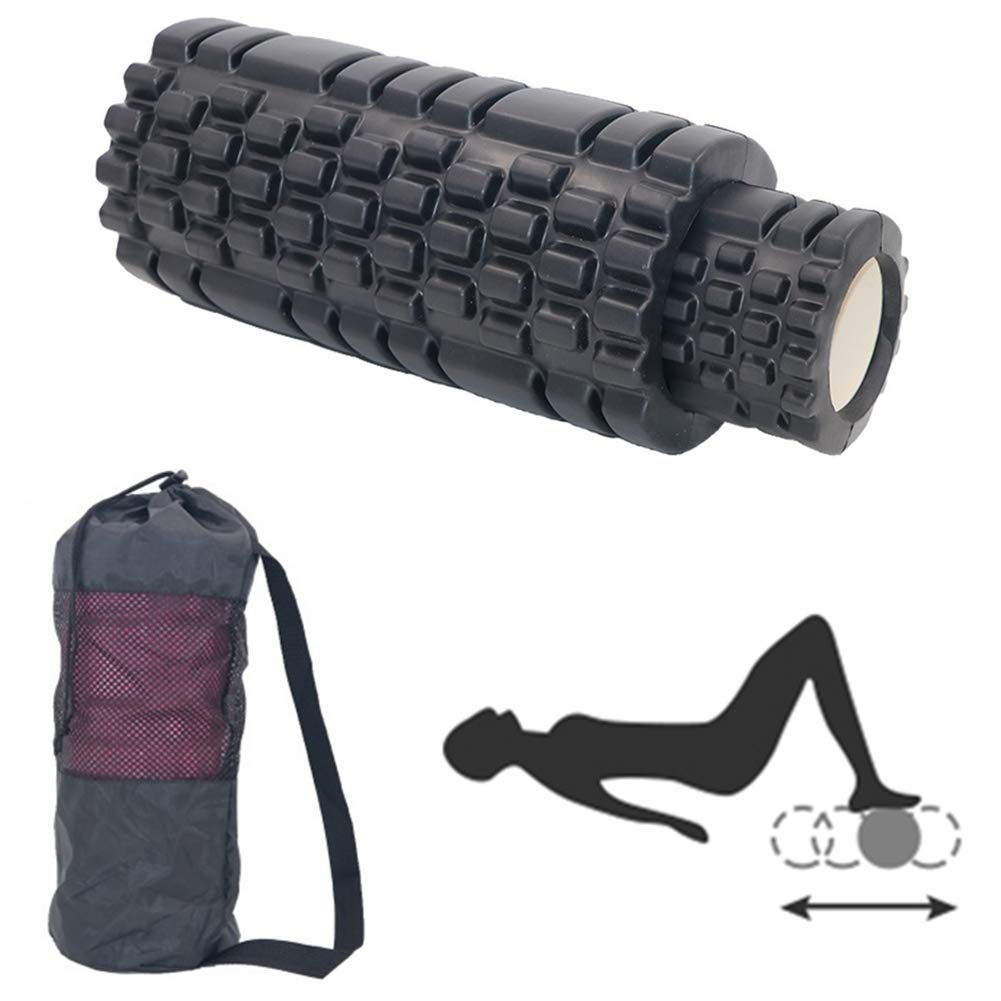 Rückenrolle Faszienroller Schaumstoffrolle für tiefe Gewebemuskelmassage Massage Roller Stick Trigger Point Foam Roller Rückenmassagegerät black,33cm