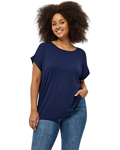 Peppercorn Rosalinda Malucca Cap Ärmel T-Shirt Kurve | Tshirt Damen In Blau | Frühling Bluse Damen | Größe 54