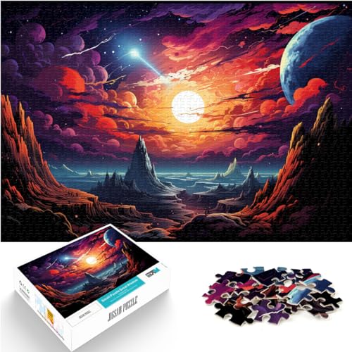 Puzzle für Fantasie, farbenfrohe Planetenlandschaft, Puzzles für Erwachsene, 1000 Puzzles, Holzpuzzle, Familienunterhaltungsspielzeug, 1000 Teile (50 x 75 cm)