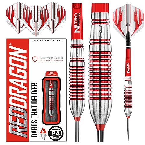 RED DRAGON Reflex 24g - Tungsten Darts mit Flights und Schäfte (Steel Dartpfeile)