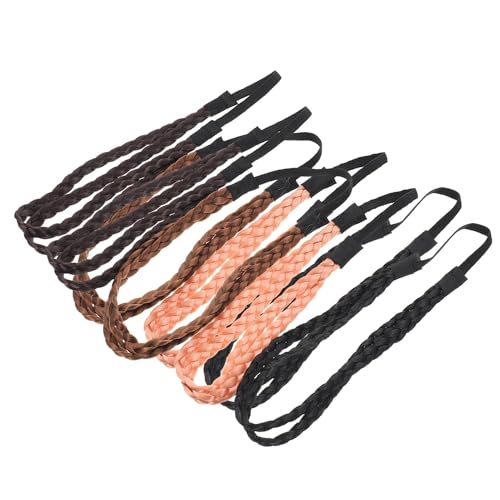 8 Stück Zopf-Stirnband, geflochtene Stirnbänder for Damen, Haargeflecht, Haargummis for Damen, elastische Haarbänder, Zopf-Perücke, geflochtenes Stirnband for Damen, Miss Fake Braid Popularity Fiber/1