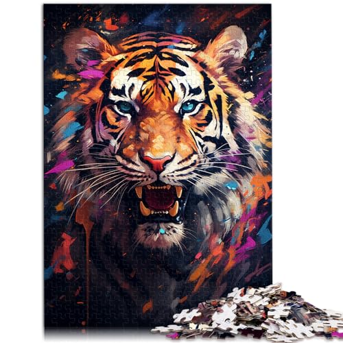 Puzzle Bunter Psychedelischer da Vinci-Tiger 1000 Puzzles für Erwachsene. Das Holzpuzzle ganze Familie und dieses 1000-teilige (50 x 75 cm)