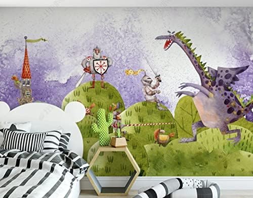 XLMING Cartoon Schloss Dinosaurier Muster Küche Esszimmer Arbeitszimmer Wohnzimmer TV Hintergrund Wand 3D Tapete-200cm×140cm