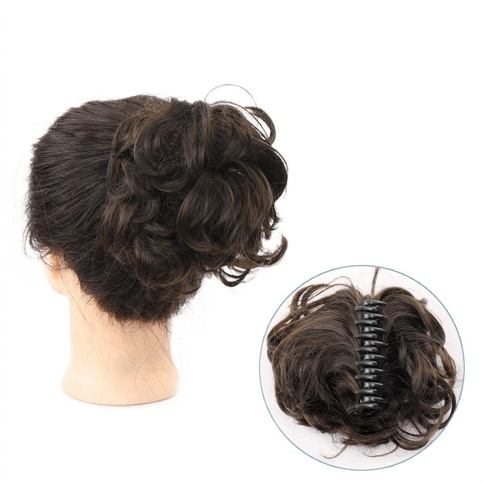 Bun Haarteile Dutts Krallenclip Pferdeschwanz Haarteile Haargummi Klaue Clip Unordentlicher Dutt Haarteil Synthetische gewellte lockige Chignon Haarknotenverlängerungen Zerzaustes Hochsteckfrisurhaar