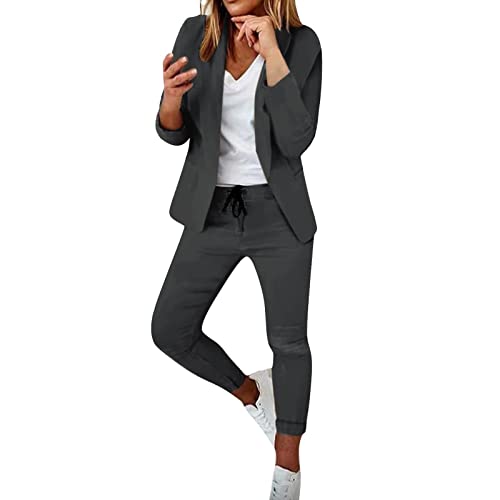 WANGTIANXUE Hosenanzug Damen Gutschein Elegant Business Anzug Set Hosenanzug Blazer Hose 2-teilig Anzug Karo Einfarbig Zweiteiler Sale Angebote Slimfit Festlich Sportlich Hosenanzug Streetwear