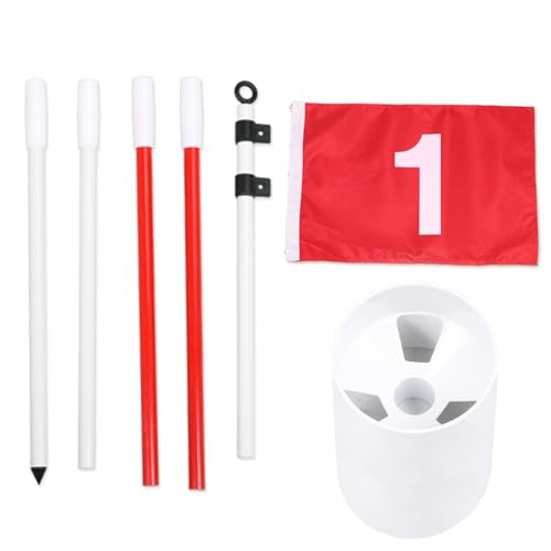 Avejjbaey Golfflaggensticks Flaggen mit Loch Cups Übung Putting grüne Flaggen Golfs Pin Flagstick Golfs Putting Green Flags Hole Cup