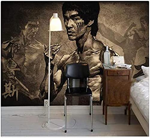 XLMING Tapete Wandbild Wohnzimmer Retro Bruce Lee Hd Gemälde Fernsehhintergrund Vliestapete für Wände 3D wohnzimmer tapeten tapete wand für schlafzimmer retro geometrisch fototapete-200cm×140cm