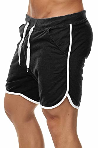 Happy Clothing Kurze Herren Hose Shorts Bermuda Jogginghose Sommer Pants Stoffhose Sweathose, Größe:XL, Farbe:Schwarz