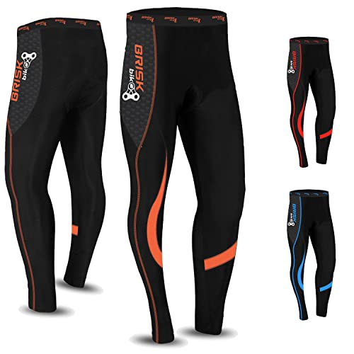 Brisk Bike Thermo-Radhosen Fahrradhosen Radsport-Leggings Fahrradhosen Radlerhosen gepolsterte Radhosen professionelle Radhosen Fahrradkleidung Mountainbike (Black / Orange, S)