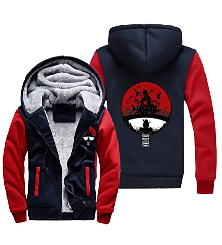 QYIFIRST Herren Damen Anime Hokage Uchiha Clan Uchiha Ichizoku Kapuzenjacke Bequemer Hoodie Mit Fleecefutter Hoodie Durchgängigem Reißverschluss und Taschen Rot-D EU M