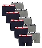PUMA Herren Boxershorts Unterhosen 100004386 10er Pack, Wäschegröße:L, Artikel:-036 Blue/Grey Melange