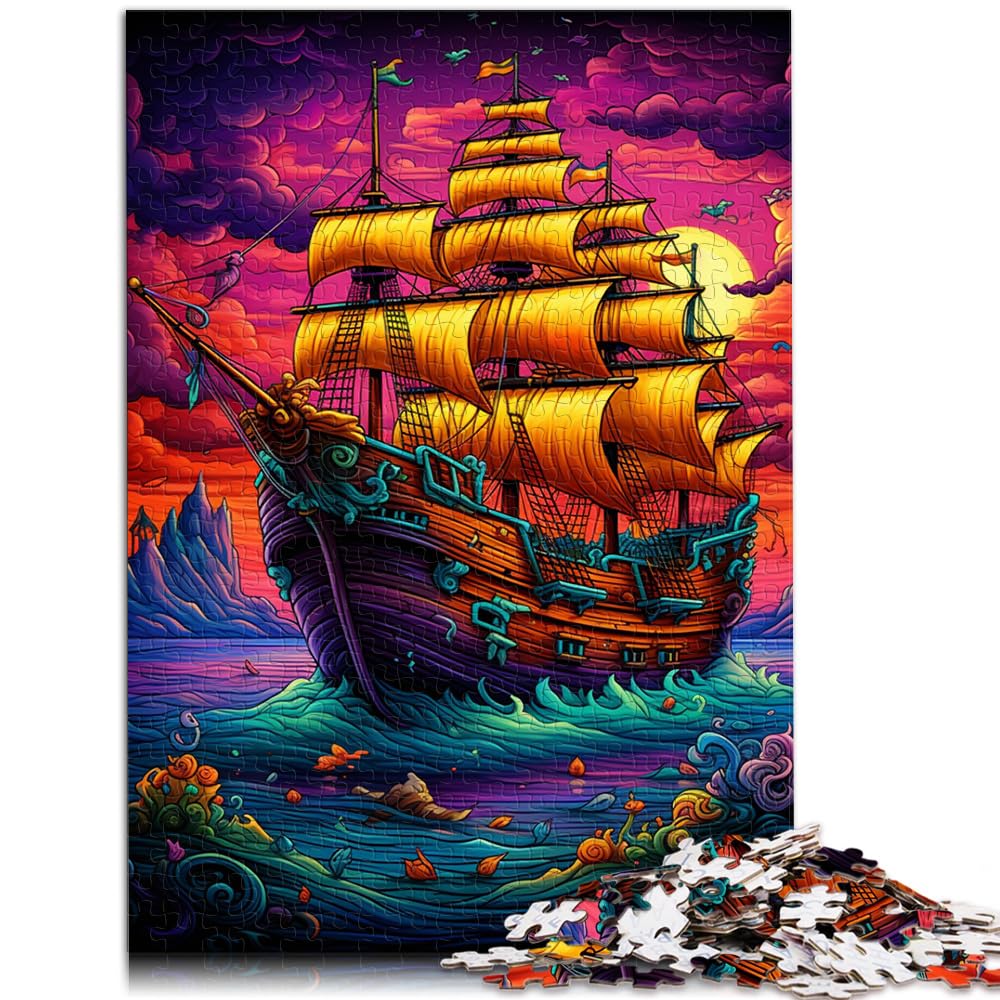 Puzzles Bunte Piratenschiff-Puzzles für Erwachsene 1000-teiliges Holzpuzzle-Spielzeug Puzzles Lernspiele Stressabbau-Puzzles 1000 Stück (50 x 75 cm)