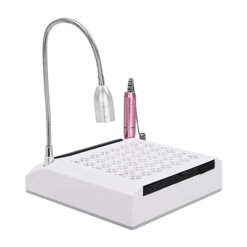 4in1 Nagelstudio Staubabsaugung 6000K Farbtemperatur,Maniküre Fräser Nagelkunstmaschine Staubsauger 0-30000 RPM Mit Lampe LED Licht und 6*Schleifkopf-Anzüge