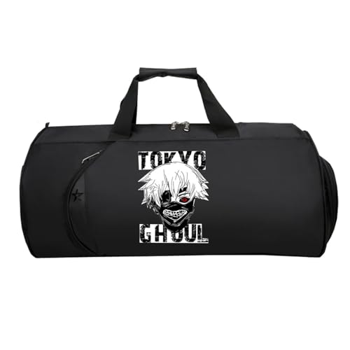 Tok-yo Gho-ul Kleine Reisetasche Damen, Wasserabweisend Sporttasche mit Schultergurt, HandgepäCk Unisex G.ym Wochenendtasche Flugzeug(Black 3)