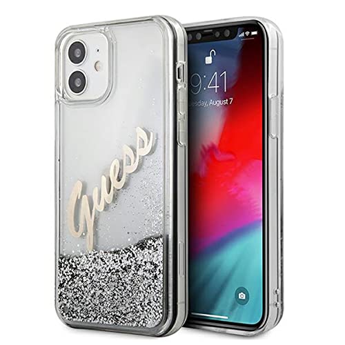 Guess GUHCP12SGLVSSI Hülle für iPhone 12 Mini 5,4" Silber hardcase Glitter Vintage Script