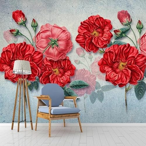 XLMING Vintage Blume Floral Romance Küche Esszimmer Arbeitszimmer Wohnzimmer TV Hintergrund Wand 3D Tapete-430cm×300cm