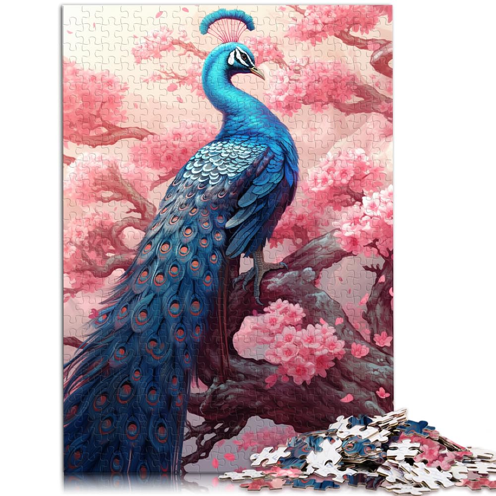 Puzzlespiel „Sakura und Pfau“ 1000 Puzzles für Erwachsene, 1000 Teile, jedes Teil ist einzigartig – anspruchsvolles, unterhaltsames Spiel für die ganze Familie, 1000 Teile (50 x 75 cm)