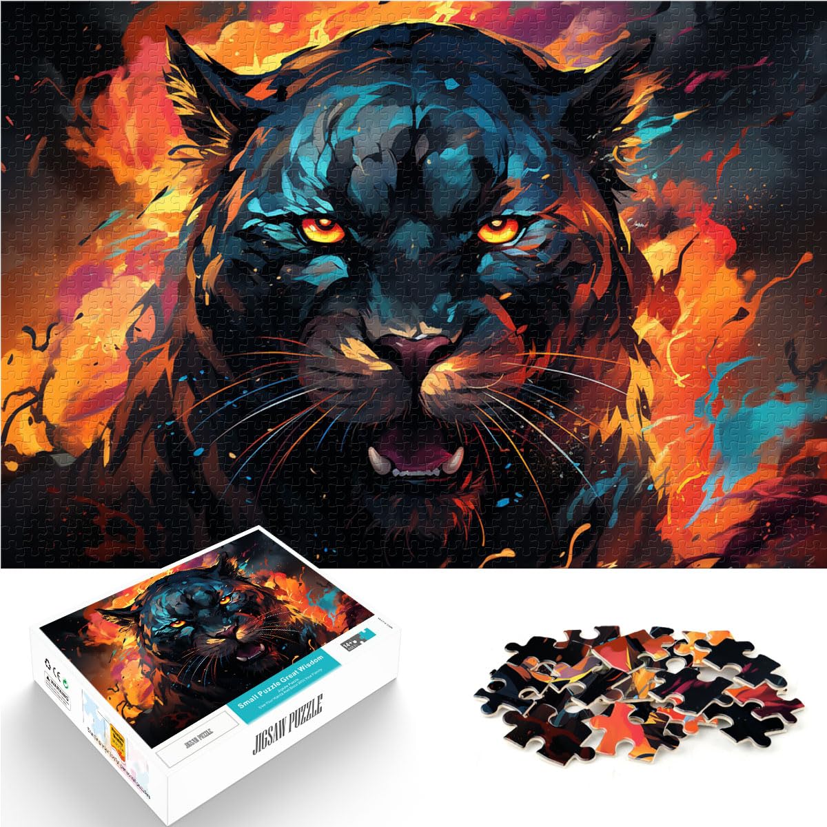 Puzzle, Lernspiele, Fantasy-Farbkunst, Overlord-Leopard, 1000-teiliges Puzzle, Holzpuzzle für anspruchsvolles Puzzlespiel und Familienspiel, 1000 Teile (50 x 75 cm)