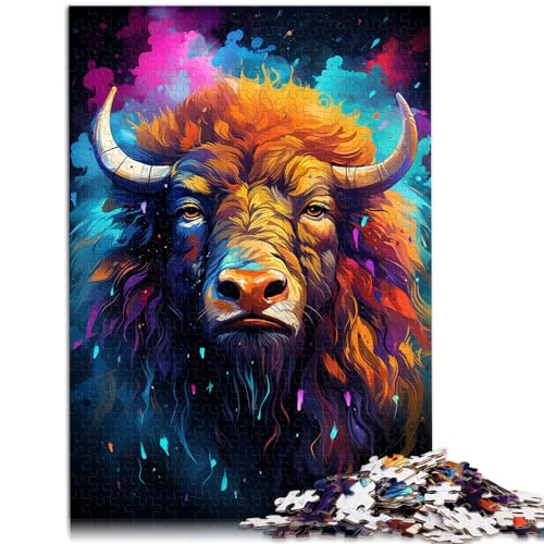 Puzzle Bisons, farbenfrohes, psychedelisches, schwieriges und anspruchsvolles Puzzle, 1000-teiliges Holzpuzzle, Weihnachtswunschliste mit Weihnachtsmann, 1000 Teile (50 x 75 cm)