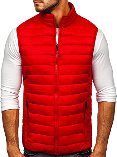 BOLF Herren Weste Bodywarmer Steppweste Daunenweste Funktionsweste Vest Ärmellose Sportweste Wärme Freizeit Outdoor Slim Fit Modellauswahl J.Style HDL88001 Rot M [1U1]