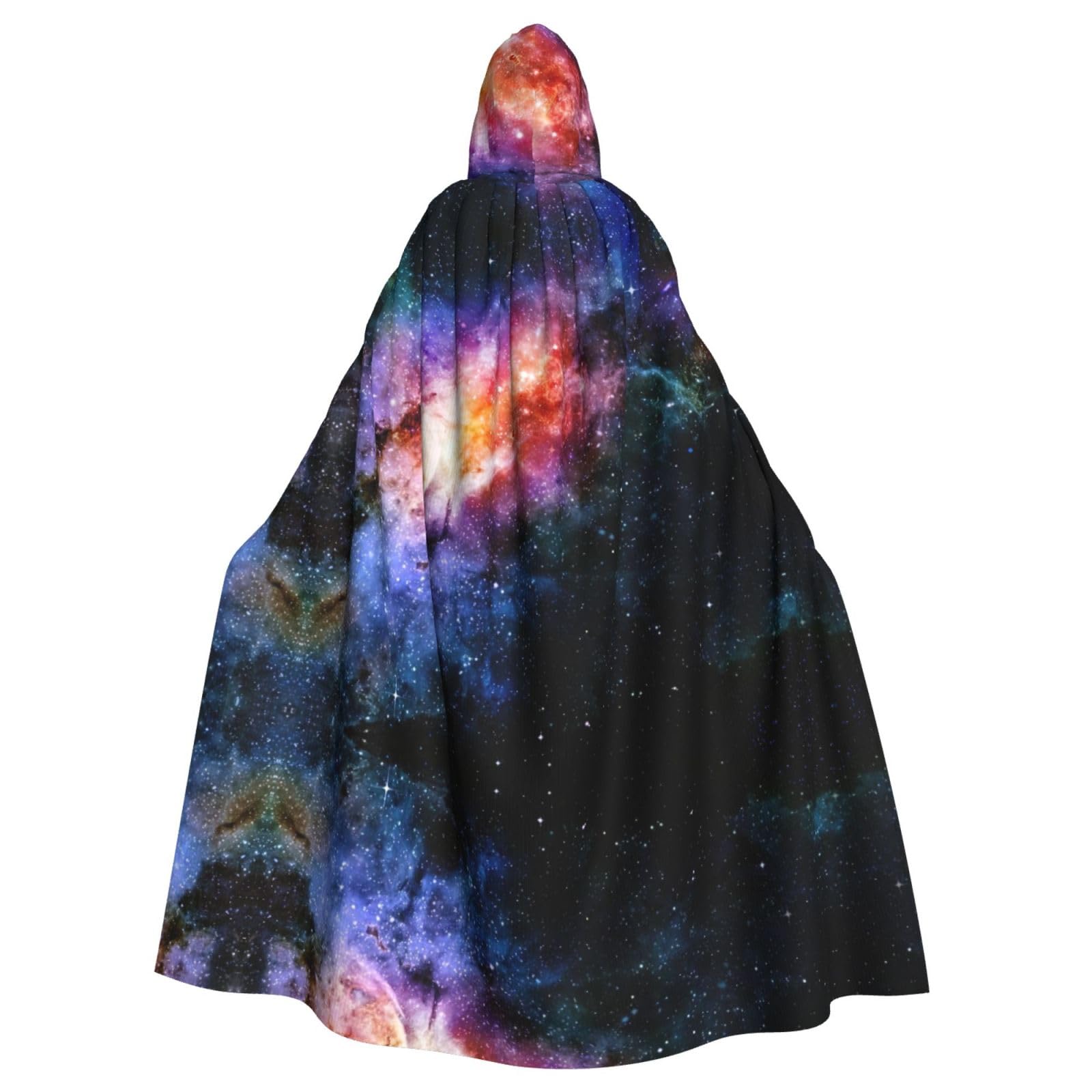 WURTON Umhang mit Kapuze, Motiv: Galaxie im Universum, voller Länge, Unisex, Cosplay-Kostüm, Umhang für Erwachsene, 185 cm