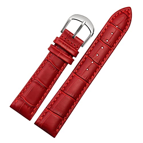 SCRUBY Für Brand Watch Bracelet Belt Woman Watchbänder echtes Leder -Armband -Band 10 12 14 16 18 20 22mm Multicolor -Uhren -Bänder(Red silver,22mm)