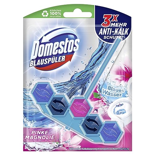 Domestos WC-Stein Power 5+ Aktiv Blauspüler Pinke Magnolie, 53 g, 7er Pack