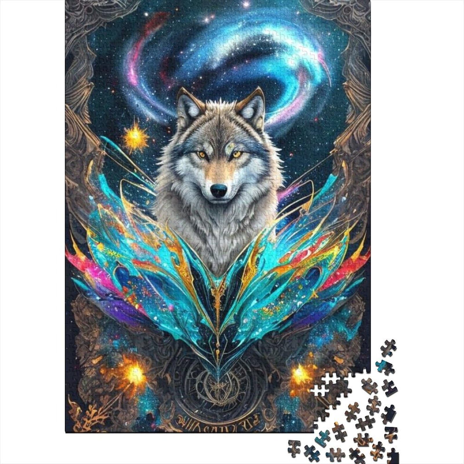 Puzzle für Erwachsene, 1000 Teile, Fantasie-Puzzle Strange Wolf, Holzpuzzle für Teenager, ganze Familie und die (Größe: 75 x 50 cm)