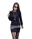 Mississhop 95-31 Damen Minikleid festlich Glitzer Kleid Pulli Tunika Schwarz M