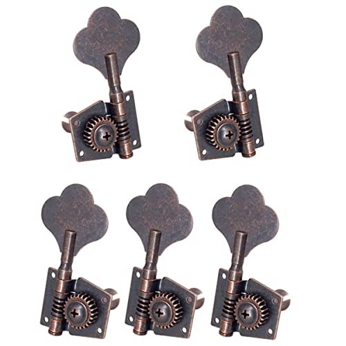 Potadak 5-Teilige Gitarre Vintage Tuning Key Pegs Machine Heads Tuners 2L3R für 5 Saiten Bass Red