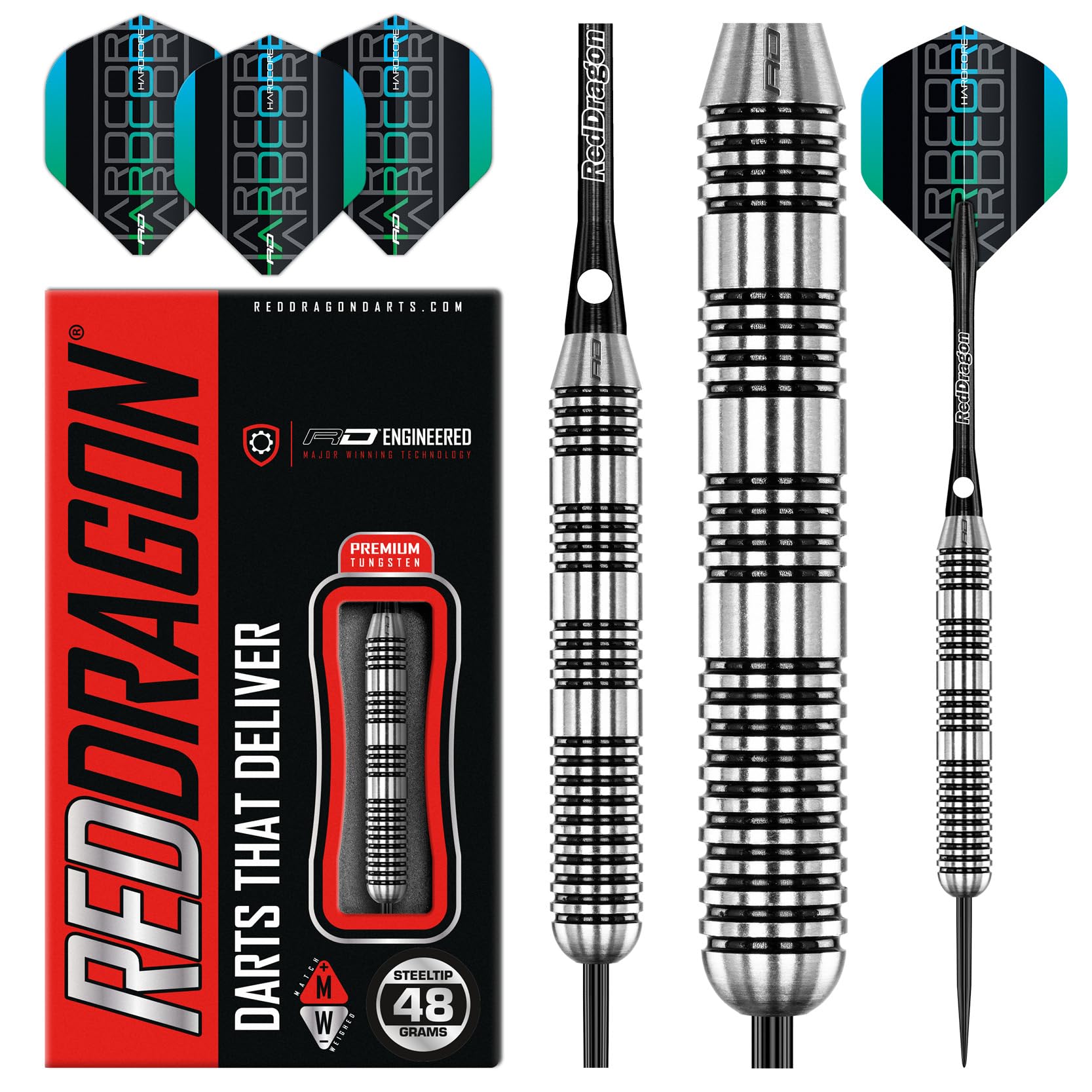 RED DRAGON Bunker Buster 48g Tungsten Darts Set mit Flights und Schäfte