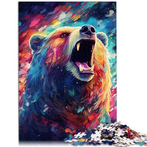 Spielgeschenk Puzzle Bunte Psychedelie galaktischer Braunbären 1000-teiliges Puzzle Holzpuzzle Heimdekoration Puzzle 1000 Teile (50 x 75 cm)